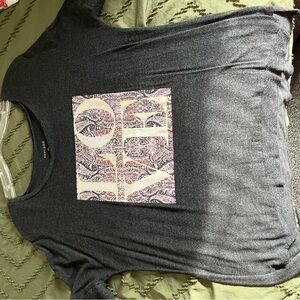 Dark Gray Graphic Tee with Paisley Print